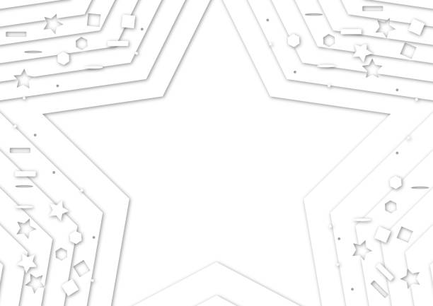 White geometric frame papercut background, star abstract mixed 3d design pattern tiles, origami style illustration