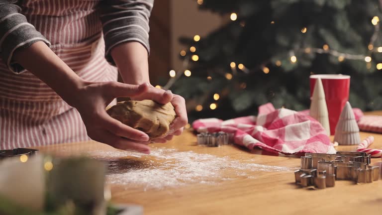 Merry Christmas, Happy New Year. Gingerbread cooking, cake or strudel baking