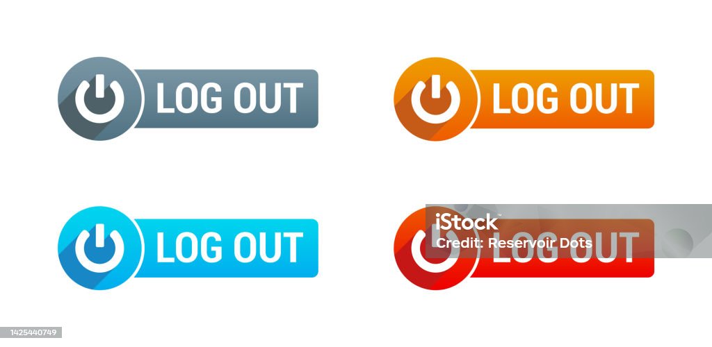 Log Button On Computer Log Out Vector Button Set Stock Illustration - Download Image Now ...