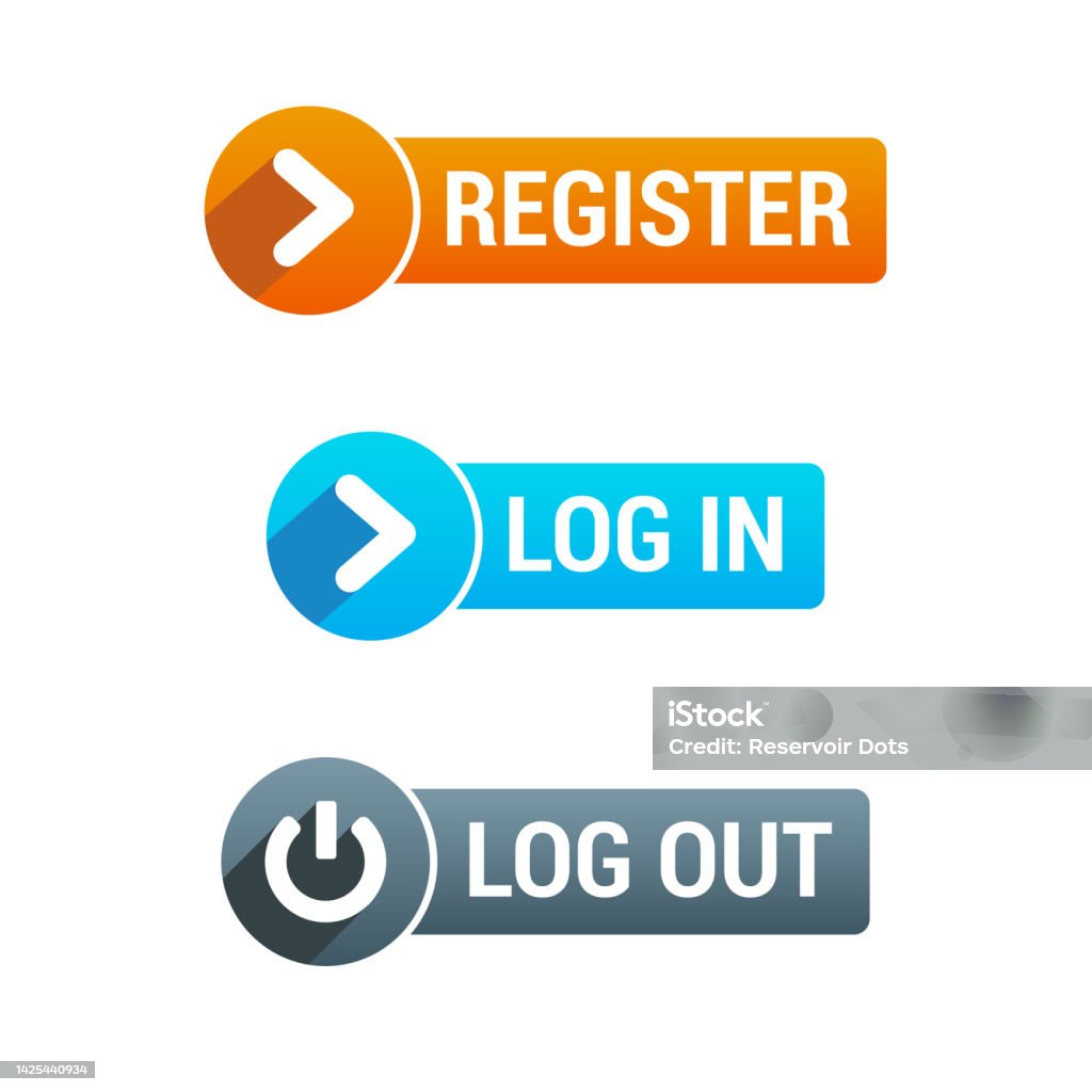 Log Out Computer Register Log In Log Out Vector Button Set Stock Illustration - Download ...