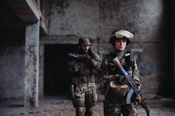 Fully equipped and armed soldiers