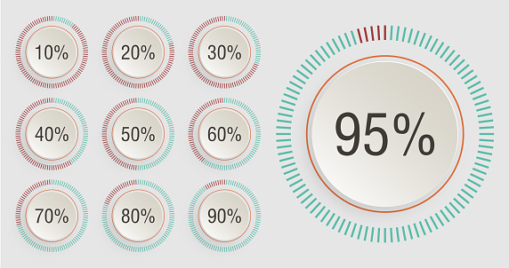 Vector set of stereoscopic circle pie percentage diagrams from to ready to use for web design user interface ui