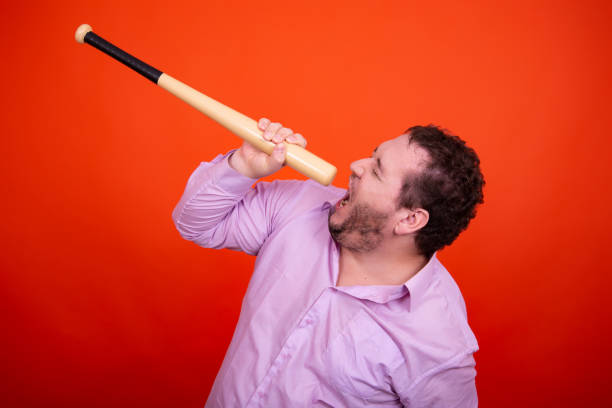 istock Funny fat man and different emotions. 1425449379