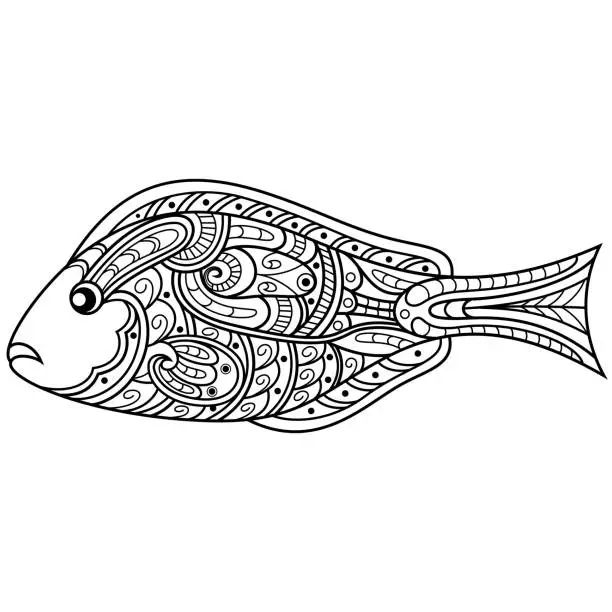 Vector illustration of Hand drawn of palette surgeonfish