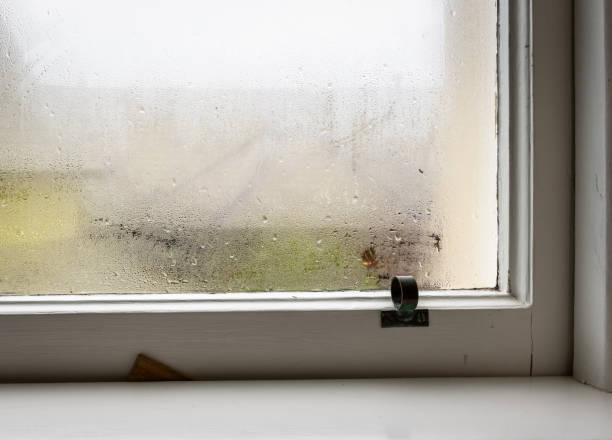 istock Condensation on an old window in winter time 1425457418
