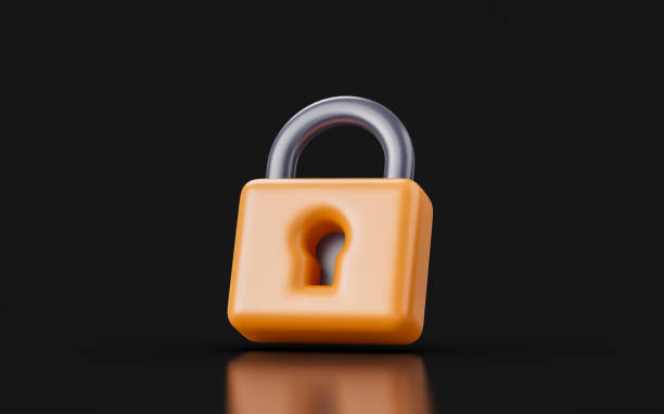 istock lock sing on dark background 3d render concept for protection safeguard 1425457475
