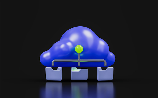 cloud folder sing on dark background 3d render concept for computing data sharing server