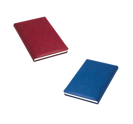 red and blue books isolated on white background