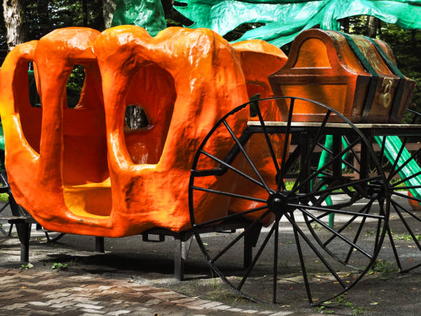 Old Forge, New York, USA. September 1, 2022. Inside the Enchanted Forest Water Safari in Old Forge, New York inside the Adirondack National Park, Cinderella's carriage