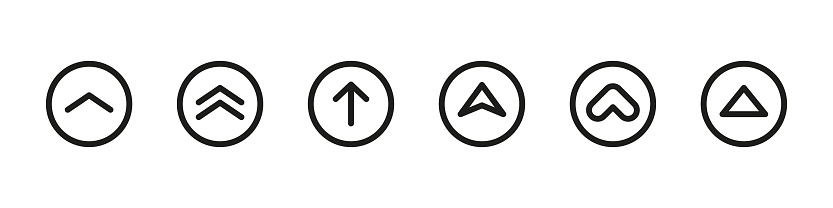Swipe up icon. Scroll arrow. Drag upwards vector set. Swipe button isolated symbol. Arrow up icon on white background.