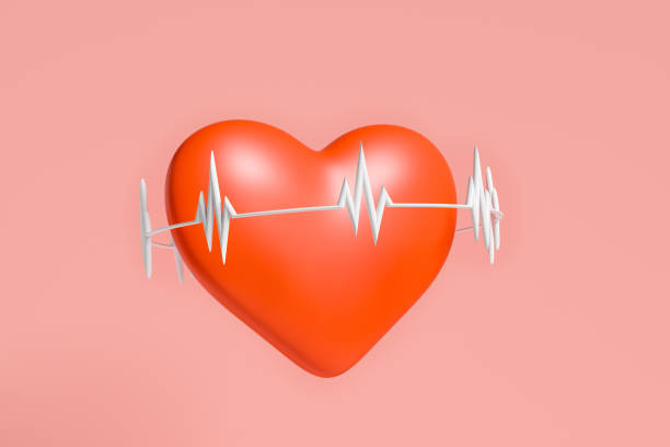 istock Big heart and pulse waves on pink background, medicine concept 1425465515