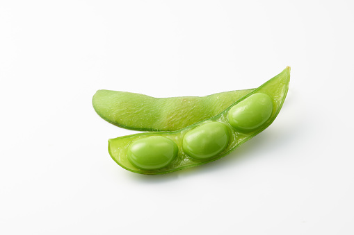 green soybeans fruit on white background