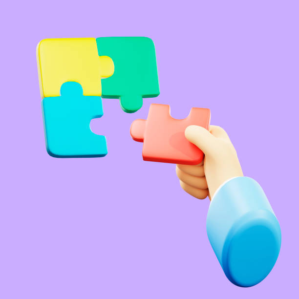 istock Raster illustration of hand that collects puzzles. Problem solving, puzzle, dead end, idea, business plan, implementation, creativity, innovative thinking, pump your brain. 3d rendering 1425470199