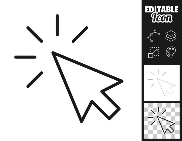 클릭. 디자인 아이콘입니다. 쉽게 편집 가능 - arrow sign cursor symbol computer icon stock illustrations