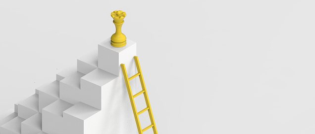 Chess piece concept has a ladder with the goal of new generation of business leaders with different solutions on isolated Background. copy space, Protection, Development, banner, website -3d Rendering