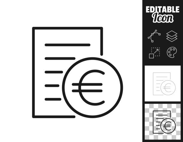 ユーロでの請求または請求書。デザインのアイコン。簡単に編集可能 - euro symbol european union currency symbol horizontal点のイラスト素材／クリップアート素材／マンガ素材／アイコン素材