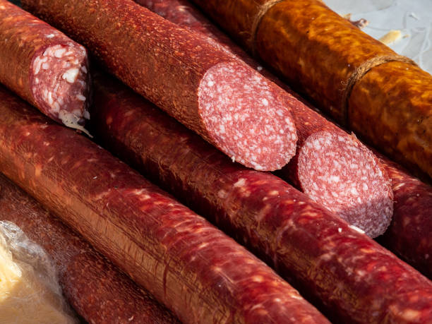 istock a few half-smoked sausages on the counter 1425473442