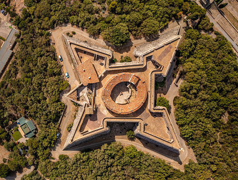 Aerial photo from a drone of Fort Carré d'Antibes, Côte d'Azur, France.
