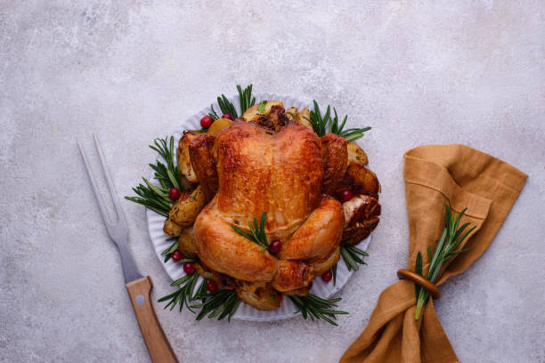 istock Christmas baked chicken for festive dinner. 1425478176