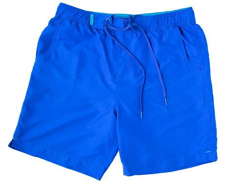 bright blue shorts isolate on white background.