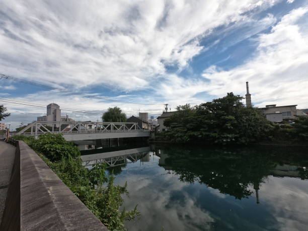 The view of Asano river stock photo