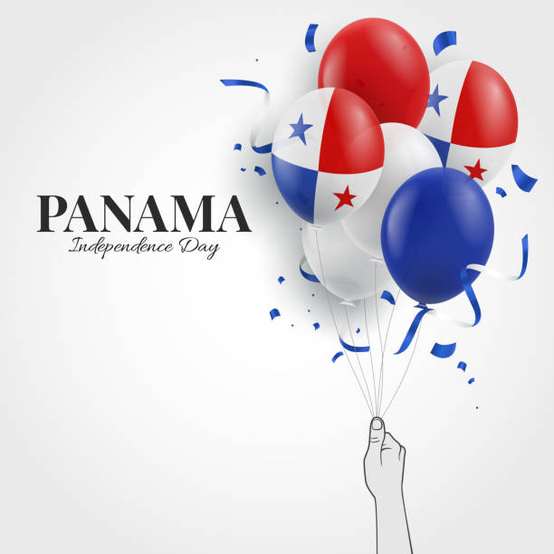 Panama Independence Day. Vector Illustration of Panama Independence Day. Hand with balloons. panamanian flag stock illustrations