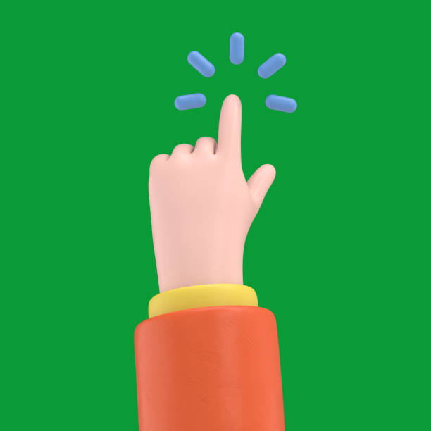 istock Green Screen Mock-up.3d icon illustration - Touch or click icon stock design. 3d hand pointing icon design.Green Screen for footage and clipping path. 1425480796