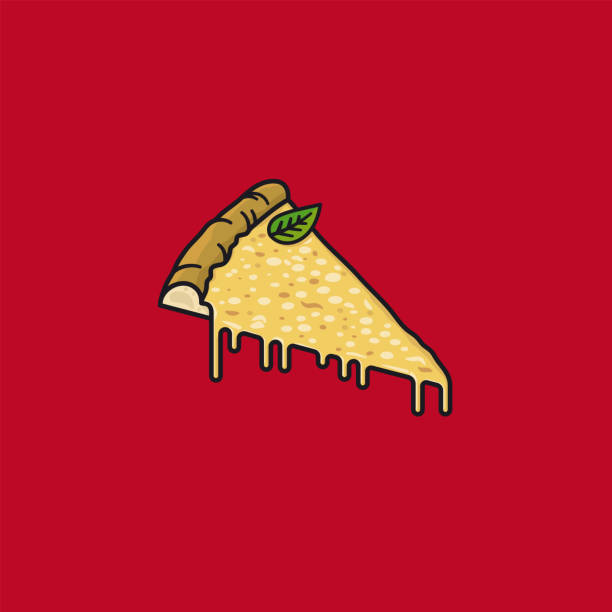 illustrazioni stock, clip art, cartoni animati e icone di tendenza di illustrazione vettoriale della fetta di pizza al formaggio - pizza margherita