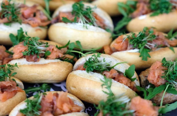 Hot rolls with salmon
