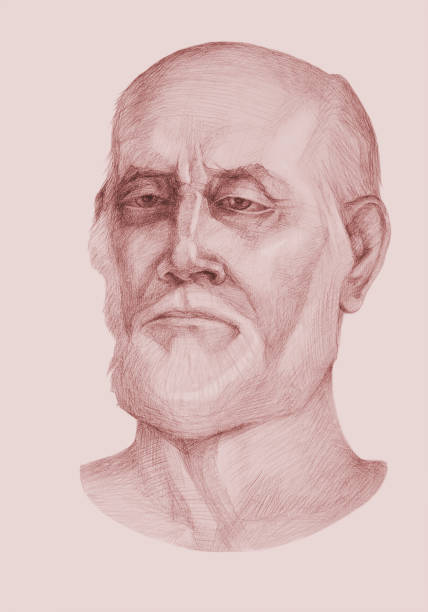 istock illustration pencil drawing portrait of an elderly man with a gray beard on a sepia background 1425486738