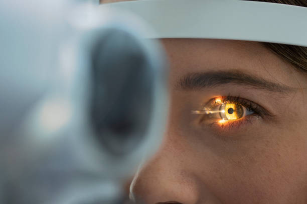 Doctor and patient in ophthalmology clinic