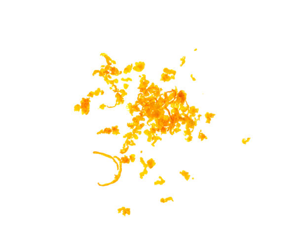 Raw Orange Peel Isolated, Zest on White Background