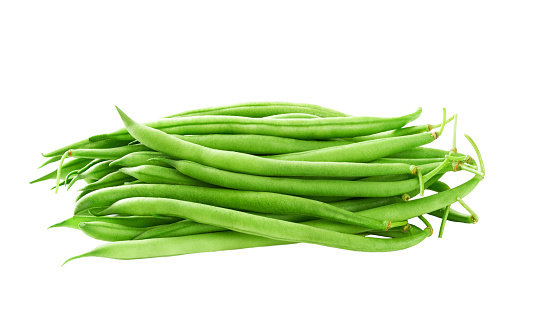 ripe green bean isolated on white background. organic green bean isolated on white background.