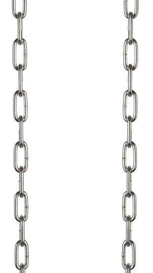 Stainless steel chain links pattern. 3d illustration isolated on the white background with clipping path.