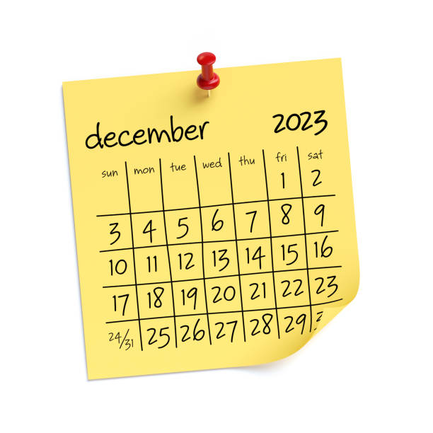 istock December 2023 Calendar. Isolated on White Background. 3D Illustration 1425508415