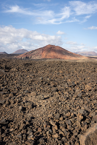 The Volcano Bermeja at the west coast of Lanzarote Island near Los Hervideros.