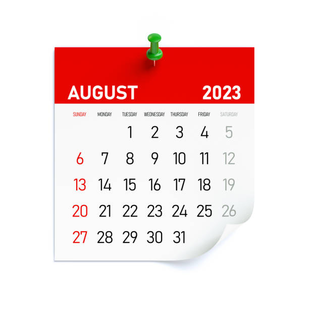 istock August 2023 - Calendar. Isolated on White Background. 3D Illustration 1425510425