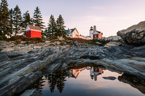 Pemaquid Point Lighthouse at Sunrise, Bristol, Maine, USA