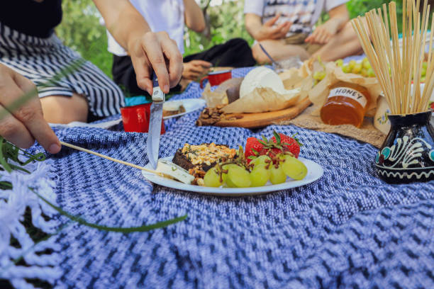 istock White plate with cheese and strawberry with female hands 1425515336