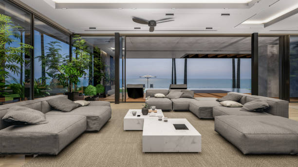 istock 3d rendering of modern cozy interior with living, dining zone, stair and kitchen 1425517108