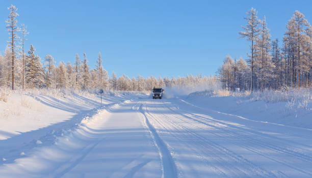 istock Car on a winter road. 1425518250