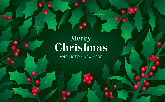 Christmas decorative frame with copy space and holiday greetings. 
Editable vectors on layers.