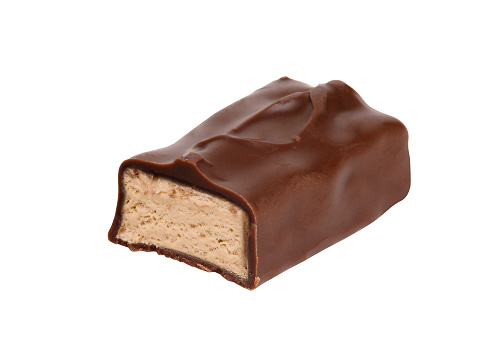 Closeup of chocolate bar isolated