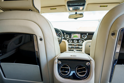 Fort Lauderdale, FL, USA - August 17, 2022: Interior photo of a 2016 Bentley Mulsanne