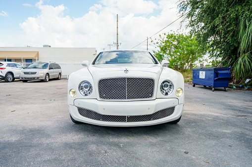 Fort Lauderdale, FL, USA - August 17, 2022: Exterior photos of a 2016 Bentley Mulsanne