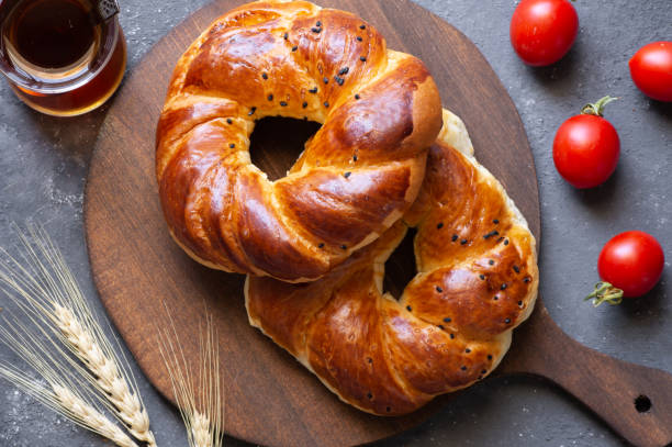 istock Traditional Turkish pastry acma on rustic table, famous bakery product 1425523719