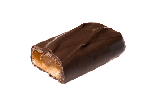 Closeup of chocolate bar isolated
