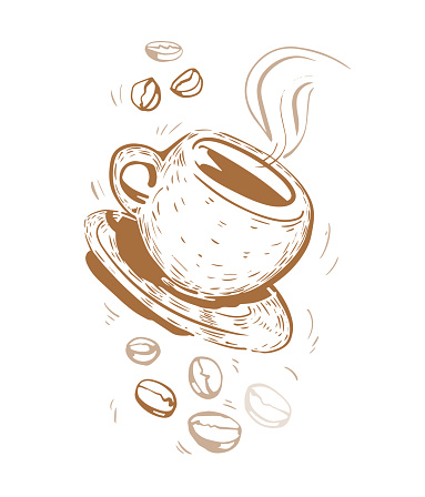 This is a digital sketch of a morning coffee shot