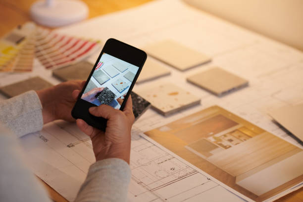 istock Designer Photographing Sample of Floor Tile 1425531581