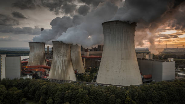 istock Power Station Chimneys - Aerial View 1425532340